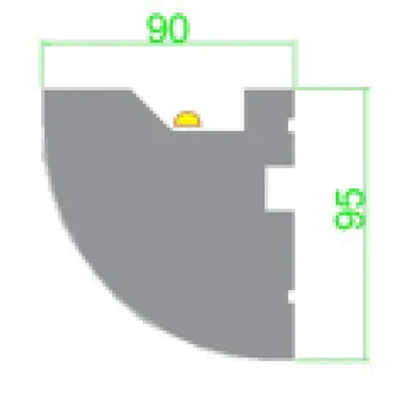 Scafa pentru banda LED masca galerie TB din polistiren extrudat de culoare alba H x 95, L x 90, lungime 2000 mm