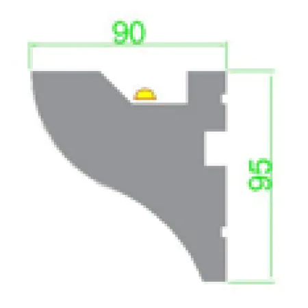 Scafa pentru banda LED masca galerie TD din polistiren extrudat de culoare alba H x 95, L x 90, lungime 2000 mm