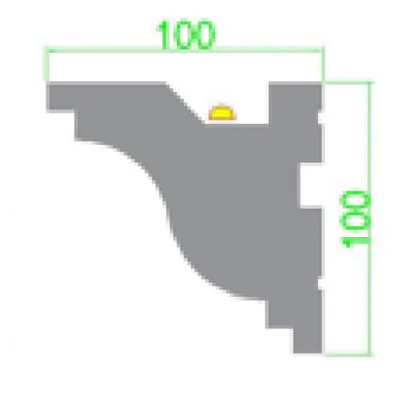 Scafa pentru banda LED masca galerie T din polistiren extrudat de culoare alba H x 100, L x 100, lungime 2000 mm