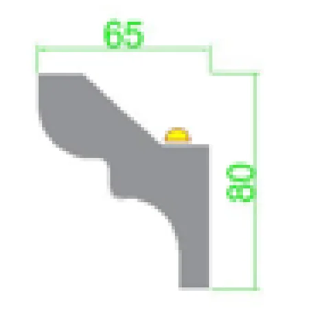 Scafa pentru banda LED T din polistiren extrudat de culoare alba H x 80, L x 65, lungime 2000 mm