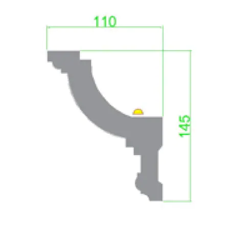 Scafa pentru banda LED T din polistiren extrudat de culoare alba H x 145, L x 110, lungime 2000 mm