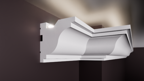Scafă pentru bandă LED T din polistiren extrudat de culoare albă 100x100