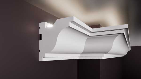 SCAFA LED T 100x100 Scafă pentru bandă LED T din polistiren extrudat de culoare albă 100x100