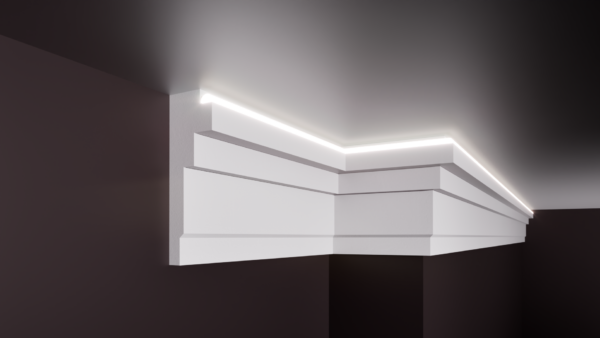 SCAFA LED T 110x35 Scafă pentru bandă LED T din polistiren extrudat de culoare albă 110x35