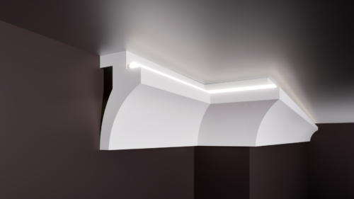 Scafă pentru bandă LED T din polistiren extrudat de culoare albă 110x60