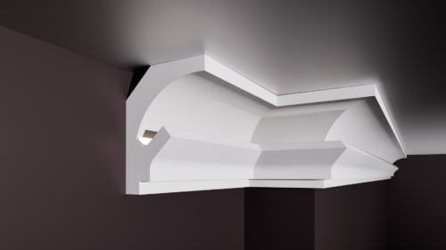 Scafă pentru bandă LED T din polistiren extrudat de culoare albă 120x90