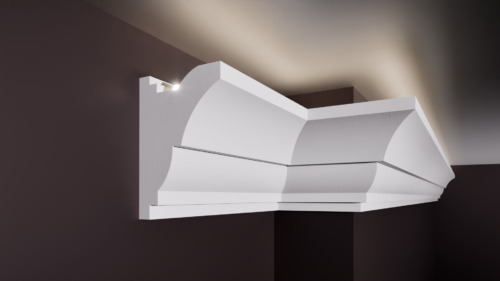 Scafă pentru bandă LED T din polistiren extrudat de culoare albă 150x100