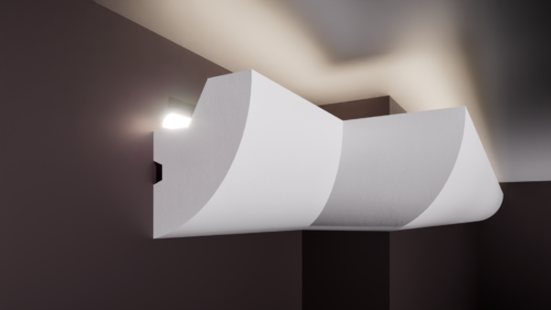 Scafă pentru bandă LED T din polistiren extrudat de culoare albă 60x45