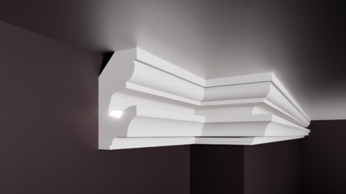 Scafă pentru bandă LED T din polistiren extrudat de culoare albă 80x40