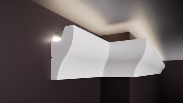 SCAFA LED T 80x45 Scafă pentru bandă LED T din polistiren extrudat de culoare albă 80x45