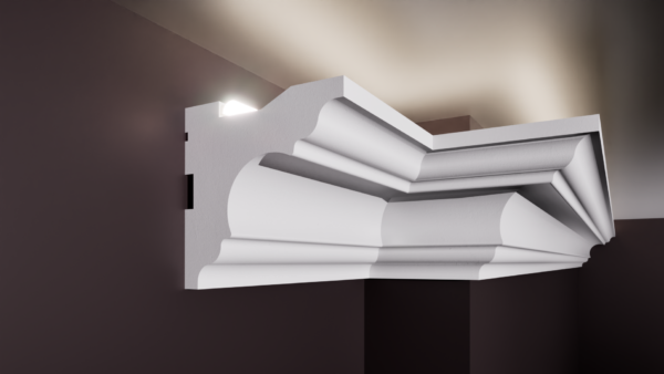 SCAFA LED T 80x80 Scafă pentru bandă LED T din polistiren extrudat de culoare albă 80x80