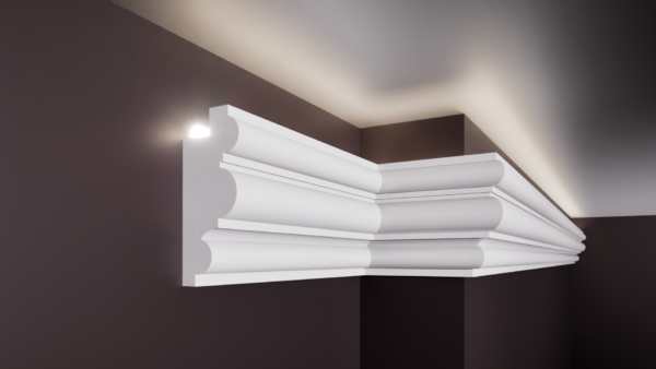 SCAFA LED T 85x35 Scafă pentru bandă LED T din polistiren extrudat de culoare albă 85x35
