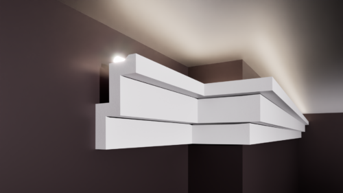 Scafă pentru bandă LED T din polistiren extrudat de culoare albă 90x50