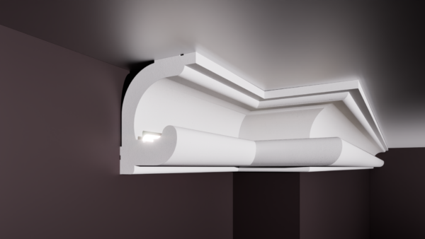 SCAFA LED T 90x75 Scafă pentru bandă LED T din polistiren extrudat de culoare albă 90x75
