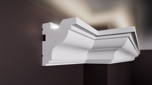 Scafă pentru bandă LED T din polistiren extrudat de culoare albă 95x90