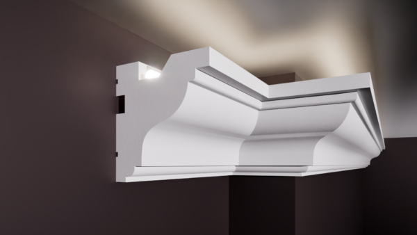 SCAFA LED T 95x90 Scafă pentru bandă LED T din polistiren extrudat de culoare albă 95x90