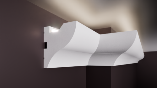 Scafă pentru bandă LED TD din polistiren extrudat de culoare albă 95x90